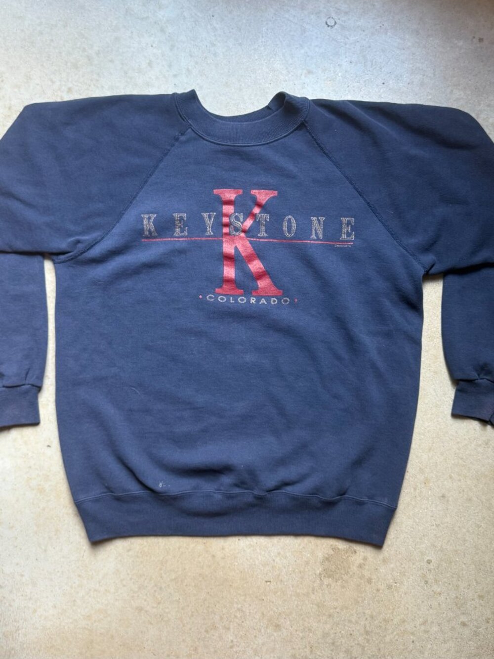 Vintage Hanes Keystone Colorado Navy Raglan Sweatshirt Made in USA Large VSCO